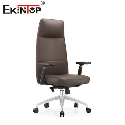 Kursi Kantor Kulit Berputar Klasik Dukungan Lumbar yang Bisa Disesuaikan