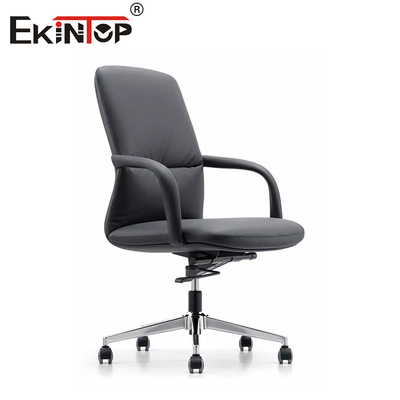 Kursi Kantor Kulit PU Hitam Bisnis Ergonomis Dengan Roda Kursi Penerimaan