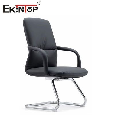 Kursi Kantor Kulit PU Hitam Bisnis Ergonomis Dengan Roda Kursi Penerimaan