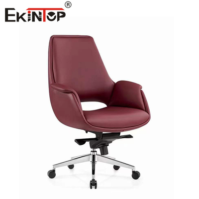 Kursi Kulit Burgundy SGS Dengan Kaki Logam Tinggi yang Bisa Disesuaikan