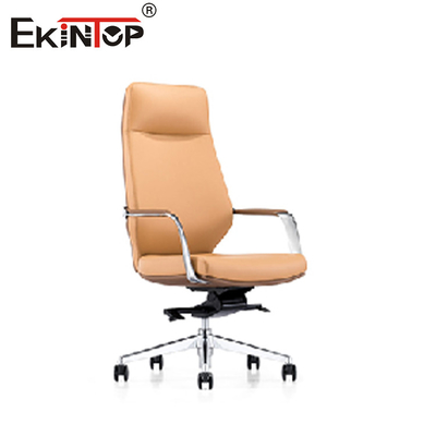 Kursi Kantor Kulit yang Bisa Disesuaikan Tinggi Dengan Tangan Berbasis Chrome 320MM