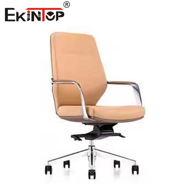 Kursi Kantor Kulit yang Bisa Disesuaikan Tinggi Dengan Tangan Berbasis Chrome 320MM