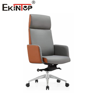 Furnitur komersial kursi kantor kulit punggung tinggi dukungan lumbar disesuaikan