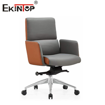 Furnitur komersial kursi kantor kulit punggung tinggi dukungan lumbar disesuaikan