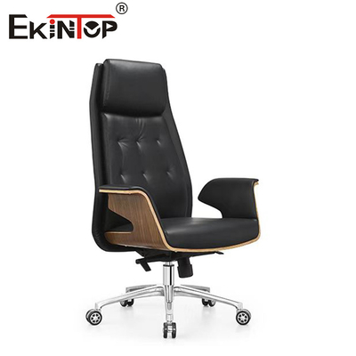 Kursi Kulit Kantor Hitam Dengan Lapisan Tangan PP Dan Roda