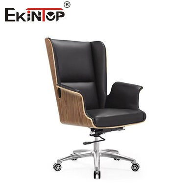 Kursi Kulit Kantor Hitam Dengan Lapisan Tangan PP Dan Roda