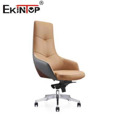 Kursi Kantor Kulit Tinggi Dengan Kaki Logam Dan Casters Base Chrome