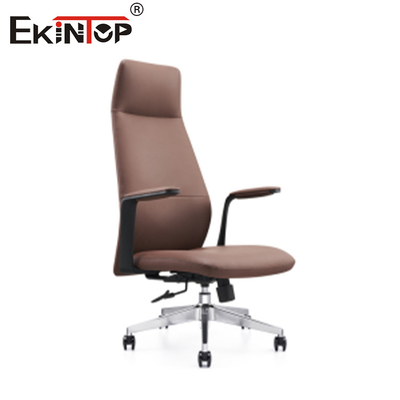 Kursi Kulit Biru Dengan Tulang Belakang Pendukung Lumbar yang Bisa Disesuaikan