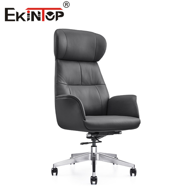 Kursi Kantor Kulit Hitam Tinggi Dengan Casters