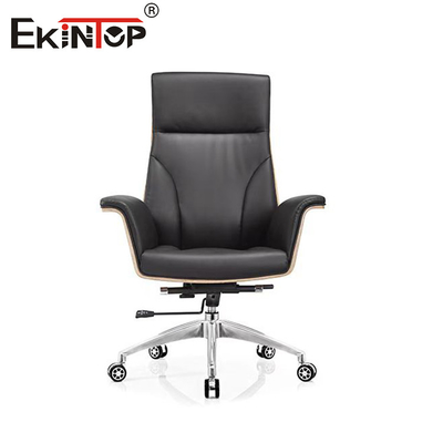 Kursi Kantor Kulit Hitam Tinggi Dengan Casters