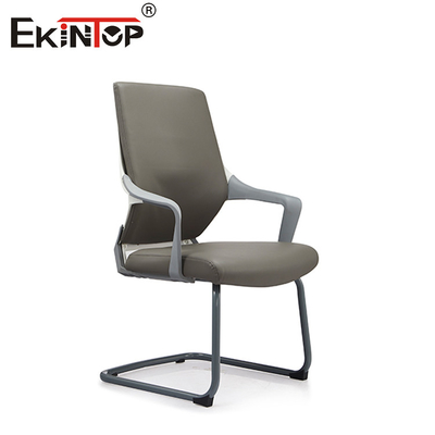 Eco Friendly Kursi Kantor Kulit Biru Abu-abu Dengan Tulang Belakang Dan Tinggi Yang Bisa Disesuaikan