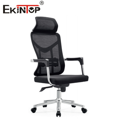 Kursi kantor ergonomis dengan sandaran kepala dan kaki logam kain mesh