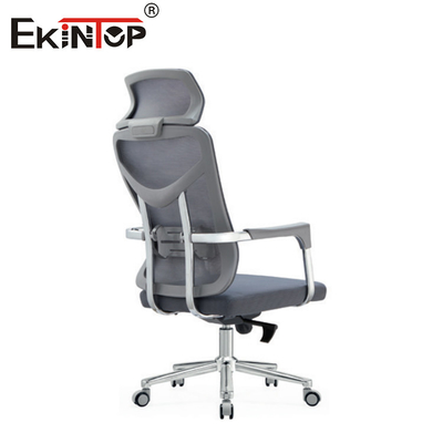 Kursi kantor ergonomis dengan sandaran kepala dan kaki logam kain mesh