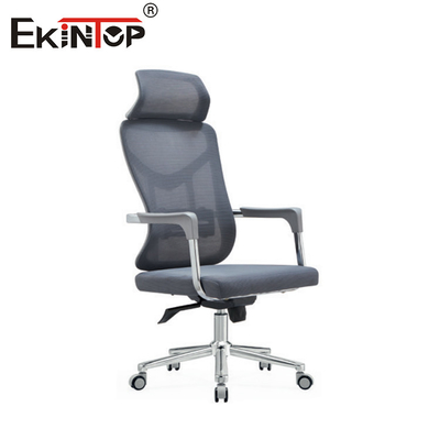Kursi kantor ergonomis dengan sandaran kepala dan kaki logam kain mesh