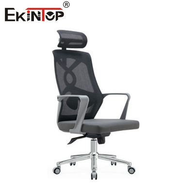 Gray High Back Ergonomic Mesh Kantor Kursi Dengan Headrest Untuk Kerja