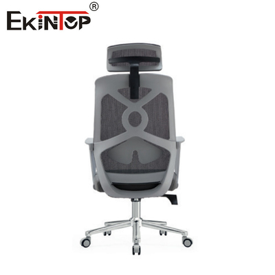 Gray High Back Ergonomic Mesh Kantor Kursi Dengan Headrest Untuk Kerja