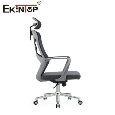 Gray High Back Ergonomic Mesh Kantor Kursi Dengan Headrest Untuk Kerja