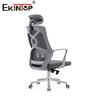 Gray High Back Ergonomic Mesh Kantor Kursi Dengan Headrest Untuk Kerja