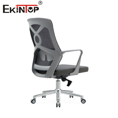Furnitur Modern Kursi Mesh Hitam dan Abu-abu dengan Tangan dan Casters