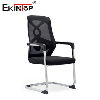 Black Mesh Plastic Armrest Kursi Kantor Sliding Seating Ukuran Standar