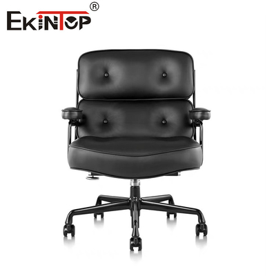 Kursi Kantor Kulit Hitam Dengan Casters Unik