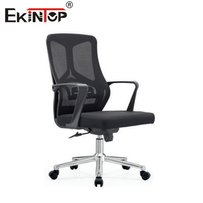 Kursi Kantor Hitam Tinggi Belakang Mesh Dengan Rotasi Ketinggian Pendongkrak Kepala yang Bisa Disesuaikan