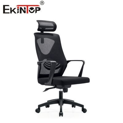 Kursi Kantor Tinggi Hitam yang Bisa Diputar Dengan Pendongkrak Kepala Dan Pendongkrak Mesh