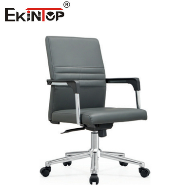Mid Back Executive Kulit Kursi Kantor Dengan Base Logam Dan Armrest