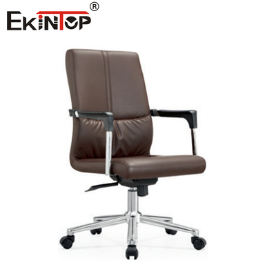 Kursi Kantor Kulit Brown Dengan Pinggang PU Dan Fitur Berputar