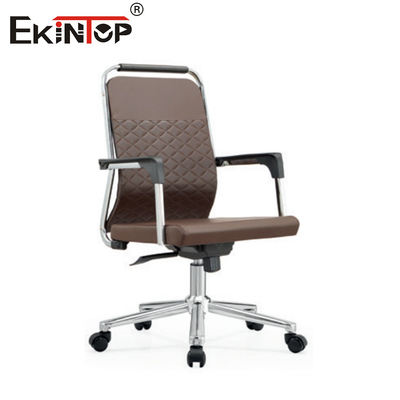 Mid Back Synthetic Leather Kantor Kursi Dengan Armrest Disesuaikan