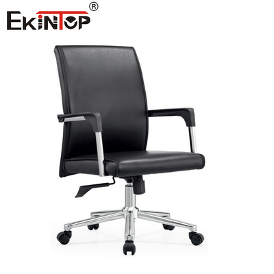 Mid Back Synthetic Leather Kantor Kursi Dengan Armrest Disesuaikan