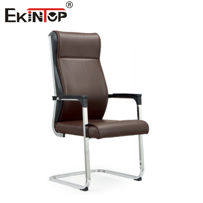 Kursi Kantor Kulit Berbentuk Lengkungan Tinggi Dengan Tangan Modern