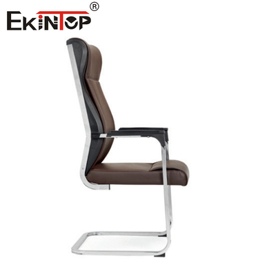 Kursi Kantor Kulit Berbentuk Lengkungan Tinggi Dengan Tangan Modern