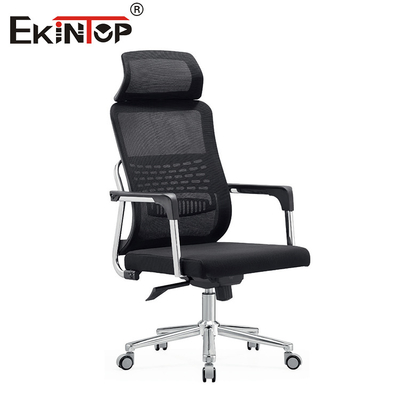 Kursi kantor dengan punggung tinggi yang ergonomis hitam dengan fungsi berputar