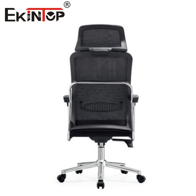 Kursi kantor dengan punggung tinggi yang ergonomis hitam dengan fungsi berputar