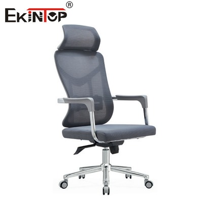 Kursi Kantor Ber punggung tinggi abu-abu dengan bahan kain mesh dan gaya modern