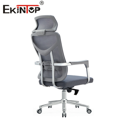 Kursi Kantor Ber punggung tinggi abu-abu dengan bahan kain mesh dan gaya modern