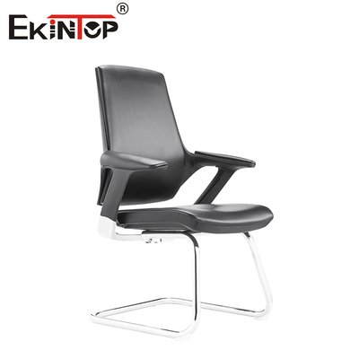 Kursi Kantor Bahan Kulit Hitam dengan Rangka Metal Bergaya Komersial