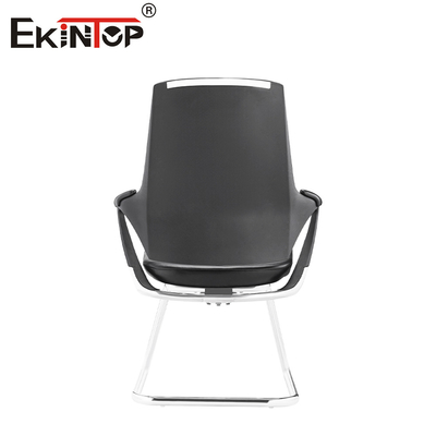 Kursi Kantor Kulit Hitam dengan Sandaran Tangan Bergaya Modern dan Dapat Disesuaikan