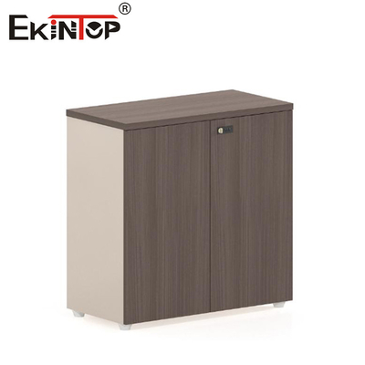 Lemari File Lemari Buku Kayu Kecil dalam Warna Walnut dengan Gaya Modern