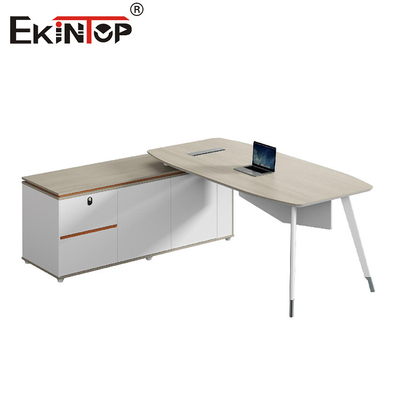 L Bentuk Meja Kantor Eksekutif Meja modern dengan Lemari penyimpanan