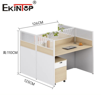 Stasiun Kerja Karyawan Modular Modern Kayu yang Dapat Dikustomisasi dengan Lemari Penyimpanan