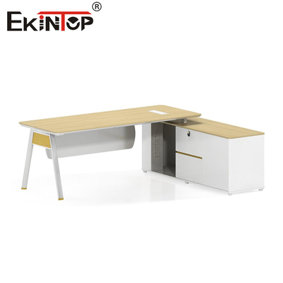 Meja Kantor Kayu Gaya Modern Diskon dengan Lemari Penyimpanan