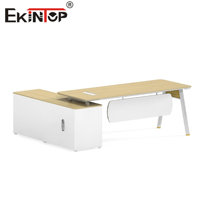 Meja Kantor Kayu Gaya Modern Diskon dengan Lemari Penyimpanan