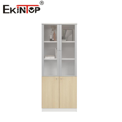 Lemari penyimpanan kayu dengan pintu kaca Arsip lemari gaya komersial