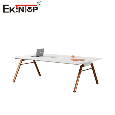 Meja Konferensi Gaya Minimalis Modern dengan Kaki Logam dan Meja Meja Kayu