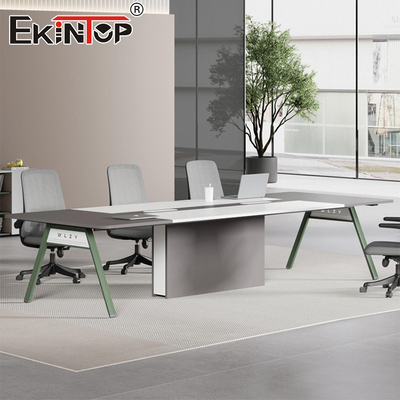 Furnitur Kantor Kaki Logam Meja Meja Kayu dalam Gaya Modern Produsen