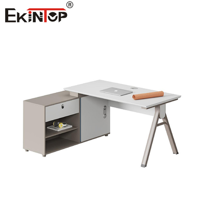 Bahan Kayu Meja Kantor Bentuk L Untuk Karyawan