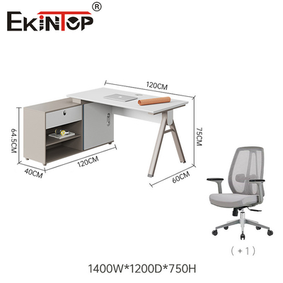 Bahan Kayu Meja Kantor Bentuk L Untuk Karyawan