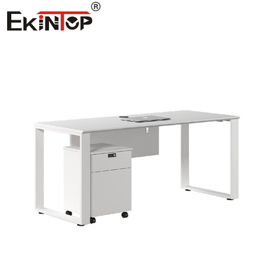 Kualitas tinggi Meja Kantor Kayu Putih Metal Frame Kantor Furnitur Pabrik